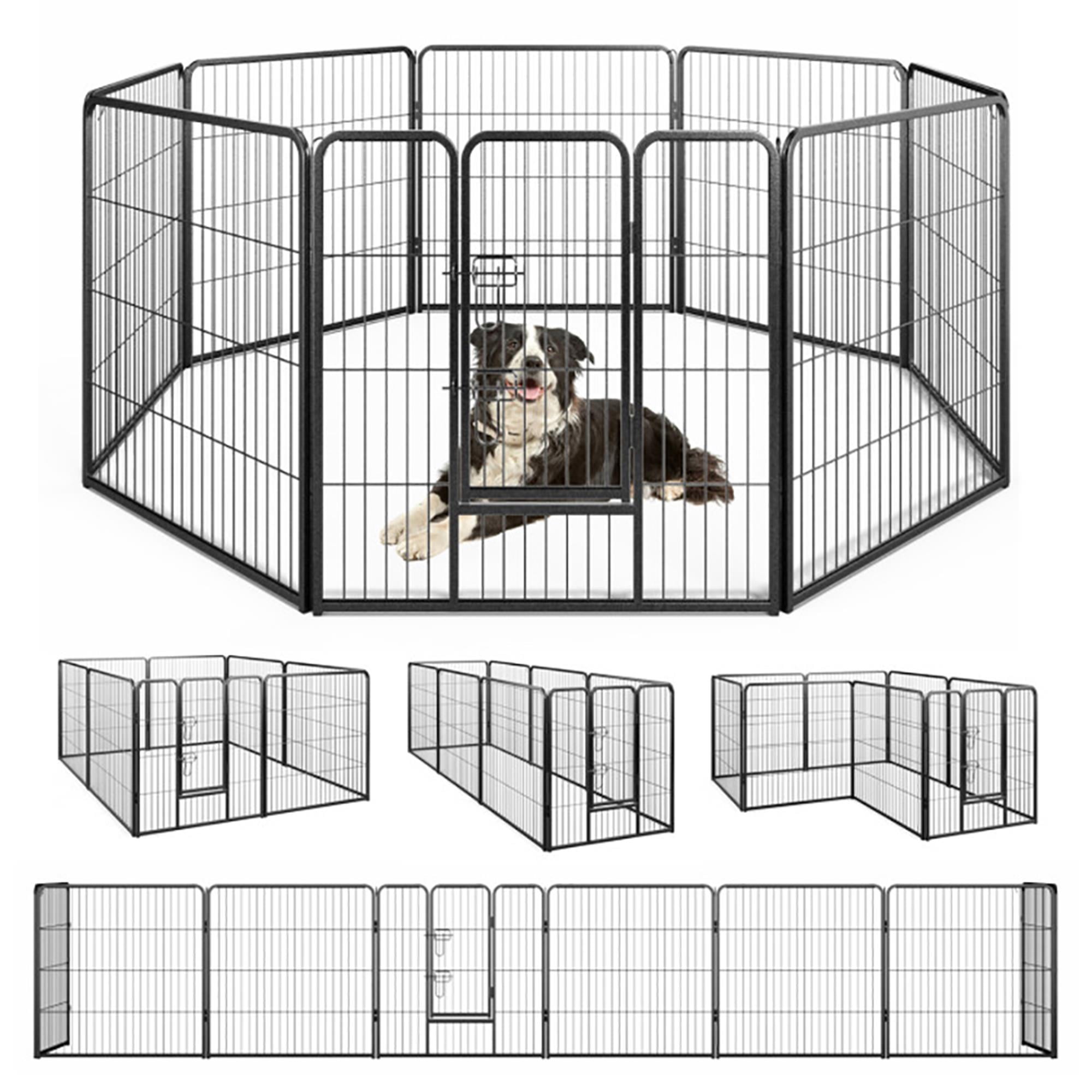 Demi Bonn 31"x32" Dog Playpen Outdoor 8-Panels Dog Pen Large Indoor Metal Puppy Pet Playpen for Small Dogs Run Fence, Black
