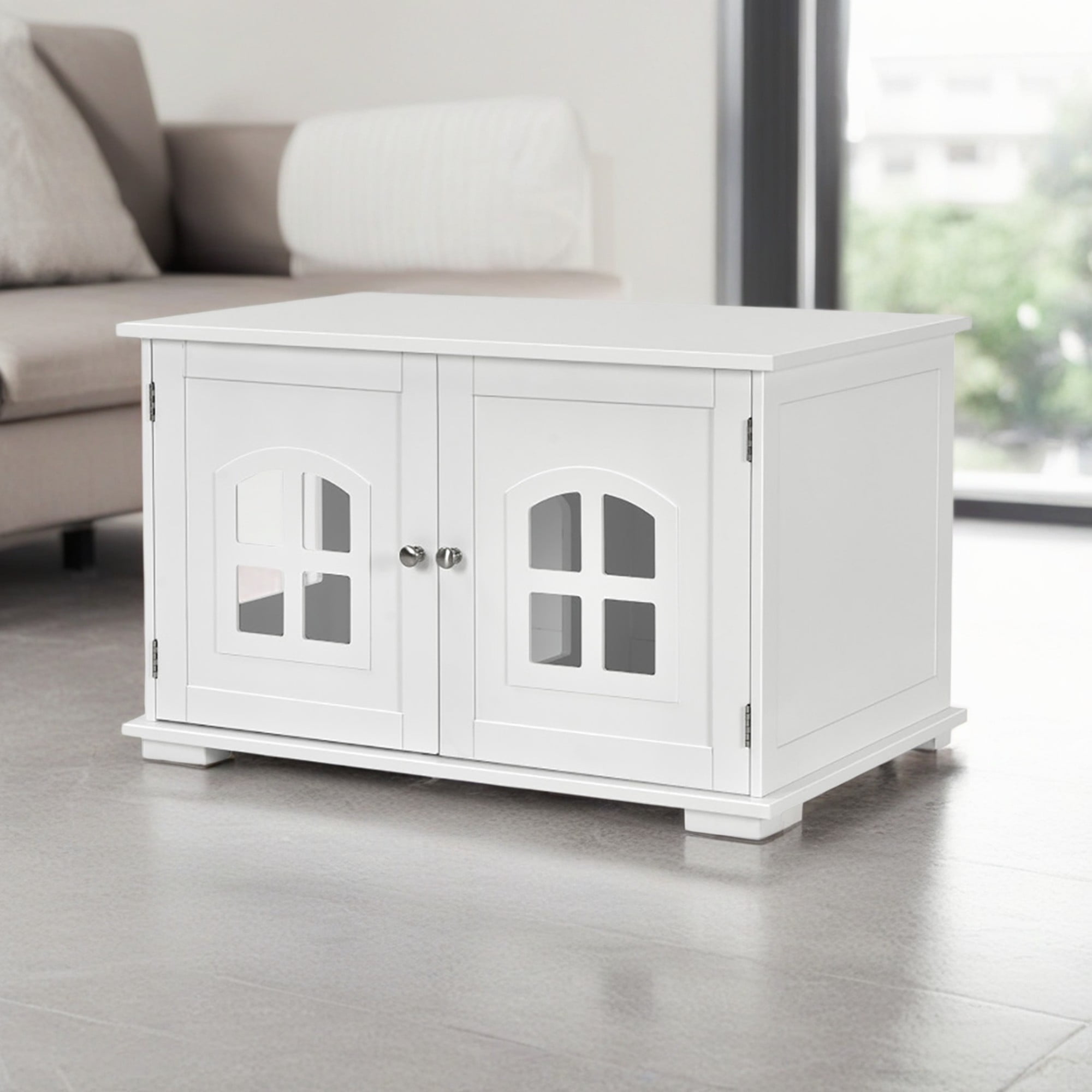 Kadyn 32" Cat Litter Box Enclosure Furniture, Cat Washroom, Hidden Litter Box Cover, Hideaway Cat House, White