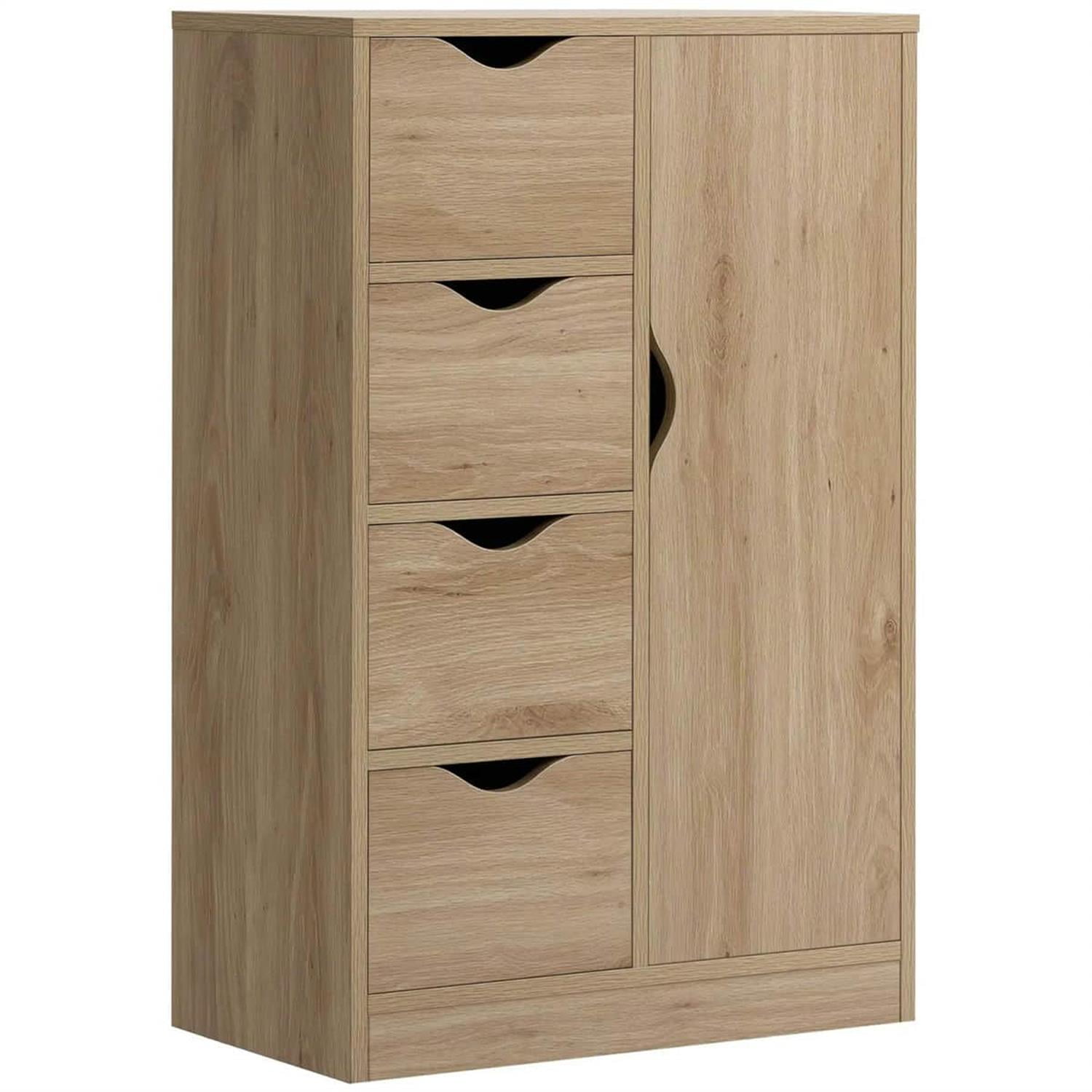 Demi Bonn 32" Freestanding Storage Cabinet, Modern 4-Drawer Bathroom Floor Cabinet, Space-Saving, Brown