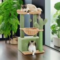 thumbnail image 1 of Demi Bonn 33" Cat Tree Tower Grey for Indoors Cats, Kitty Condo with Scratching Post, Modern Activity Climbing for Small and Medium Cats, Green, 1 of 8