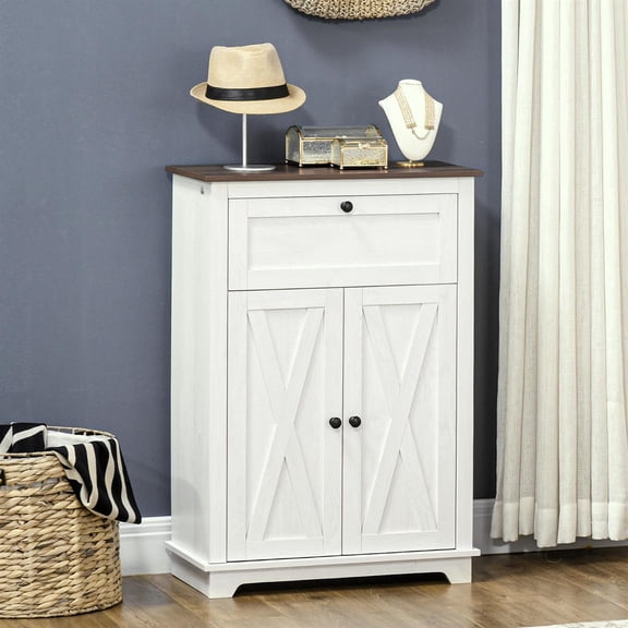 Demi Bonn 34" Farmhouse Sideboard Storage Cabinet with Doors and Drawer for Kitchen, Living room, White