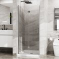 thumbnail image 1 of Demi Bonn 34" x 72" Bifold Shower Door, Walk-In Wet Room Divider, 1/4 inch Thick Clear Tempered Glass Frameless Shower Door, Silver, 1 of 8