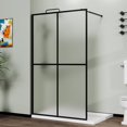 thumbnail image 1 of Demi Bonn 34" x 72" Shower Screen Door, Stylish 4-Panel Walk-In Wet Room Divider, Frost Tempered Glass Shower Door, Black, 1 of 7