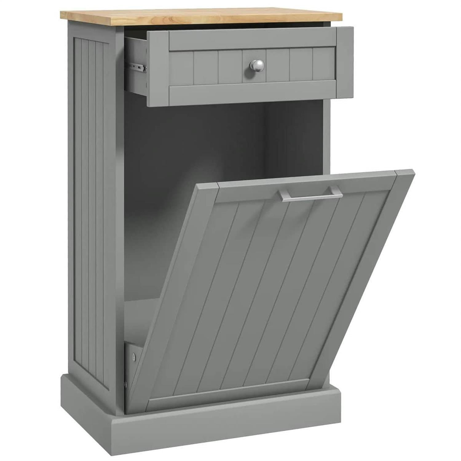 Demi Bonn 35" Kitchen Tilt-Out Trash Bin Cabinet Standalone Recycling Bin Holder with Drawer for Modern Kitchen, Gray