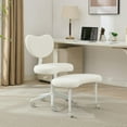 thumbnail image 1 of Demi Bonn 36" Desk Chair with Lumbar Support and Adjustable Stool, Meditation Chair for Home, Office, White, 1 of 16