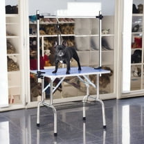Demi Bonn 36" Dog Pet Grooming Table, Adjustable Arm Foldable Non-Slip Top, Rust-Proof, Waterproof, Warp-Free Trimming Table for Pets, Blue