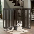 thumbnail image 1 of Demi Bonn 36" Folding Wood Pet Gate with 360° Flexible Hinge, 3-Panel Indoor Foldable Dog Fence for Stairs, Hallways, or Doorways, Retractable Freestanding Dog Gates, Brown, 1 of 7
