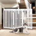thumbnail image 1 of Demi Bonn 36" Indoor Freestanding Pet Gate, 3-Panel Indoor Foldable Dog Fence for Stairs, Hallways, or Doorways, Retractable Dog Gates, White, 1 of 7