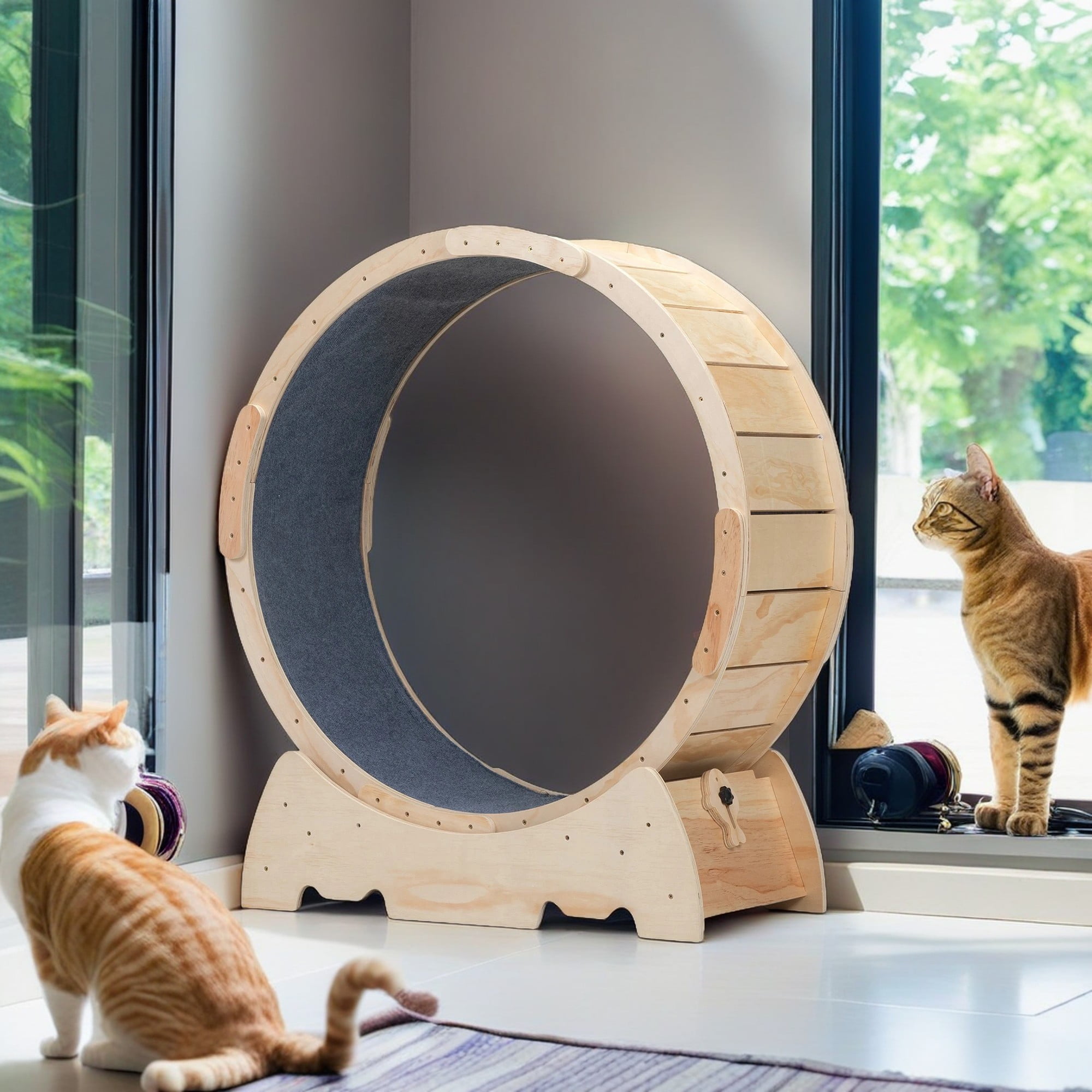 resenkos 36" Large Cat Exercise Wheel, Cat Running Stylish Treadmill for Indoor Cats, Cat Toys Sturdy Quiet Lightweight, Beige