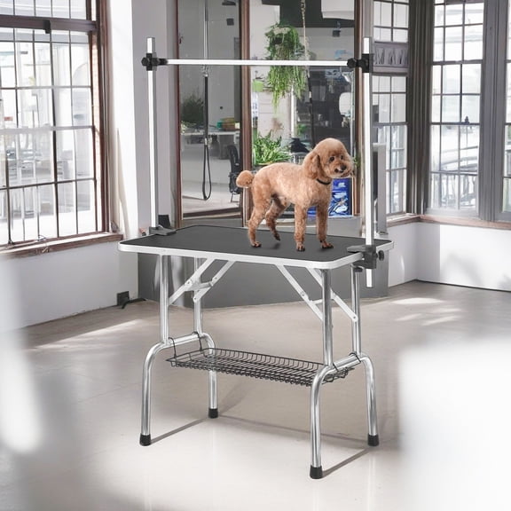 Demi Bonn 36" Pet Grooming Table for Large Dogs Adjustable Height Portable Trimming Table Drying Table w/Arm/Noose/Mesh Tray, Black