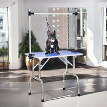 Demi Bonn 36" Pet Grooming Table for Large Dogs Adjustable Height Portable Trimming Table Drying Table w/Arm/Noose/Mesh Tray, Blue