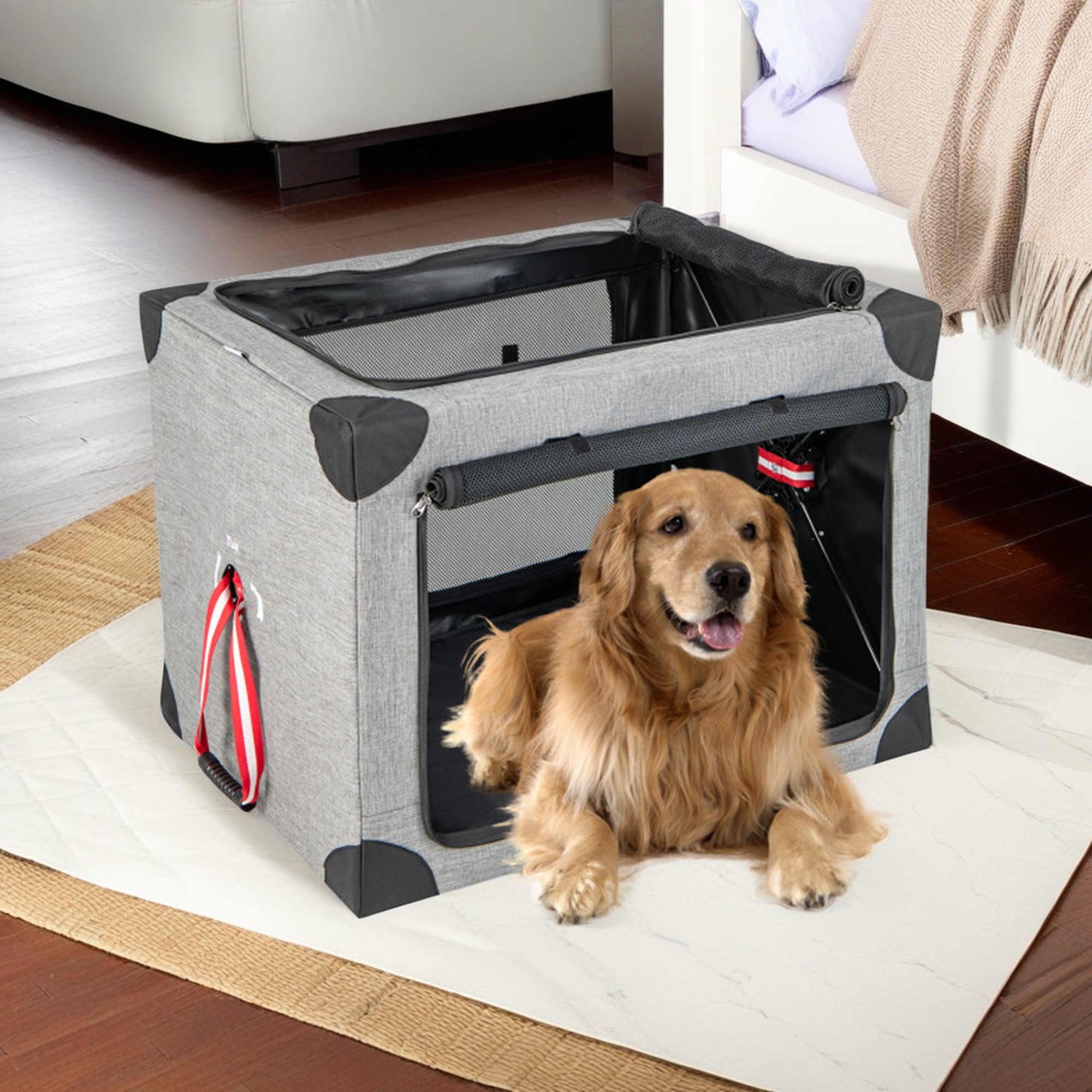 Demi Bonn 37" 3-Door Folding Soft Dog Crate with Removable Pad and ...