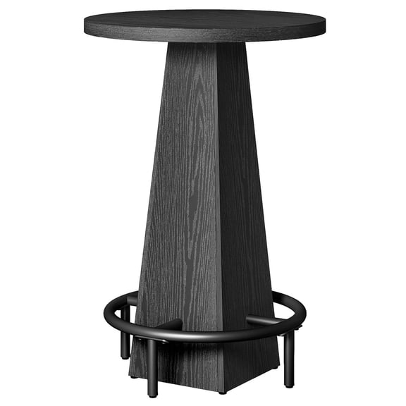 Demi Bonn 37" Round Pub Table, Counter Height Bar Table with Footrest for Kitchen, Dining Room, Black