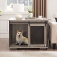 thumbnail image 1 of Demi Bonn 37" Wood Dog Crate Furniture, Heavy Dog Kennel Pet House with Sliding Barn Door, Indoor Dog Cage for Large Dogs, Gray, 1 of 9
