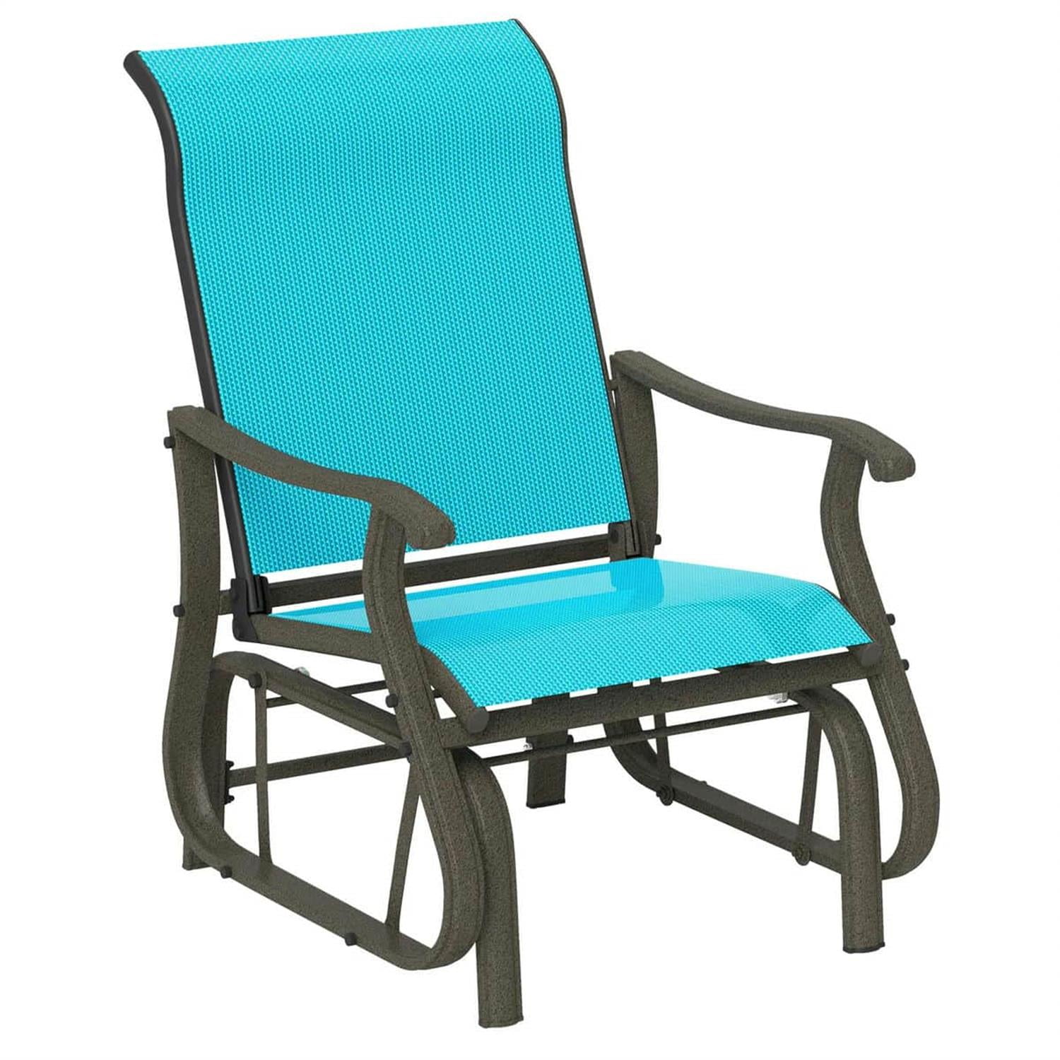 Demi Bonn 38" Outdoor Swing Chair with Mesh Seat, Steel Frame, Patio Glider for Backyard, Garden, Porch, Comfortable Relaxation, Blue