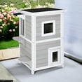thumbnail image 1 of Demi Bonn 39" Cat House for Outdoor Cats, 2-Story Wood Cat Condo Weatherproof Cat Shelter with and Escape Door, Gray, 1 of 7