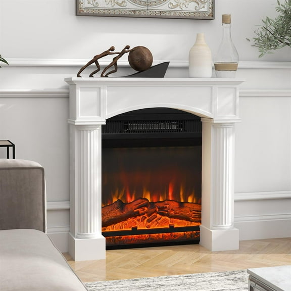 Demi Bonn 39" Electric Fireplace Surround, Modern Design for Home Decor, Electric Fireplace Mantel with High-Quality Material and Warm Ambiance, White