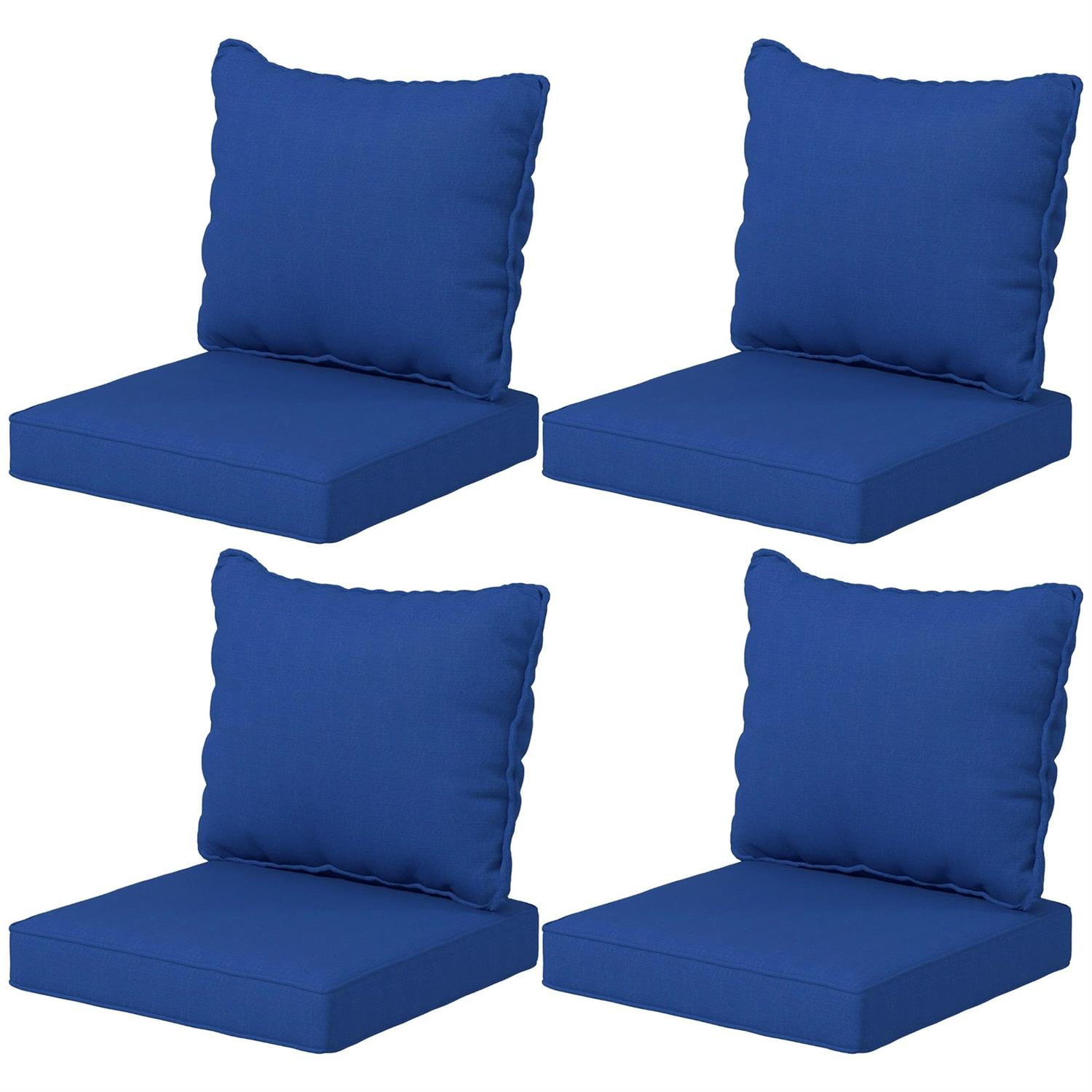 Demi Bonn 4 Pieces Outdoor Seating Cushions, Patio Chair Cushions with Seat & Backrest, Fade Resistant Seat Replacement Cushion Set, Blue