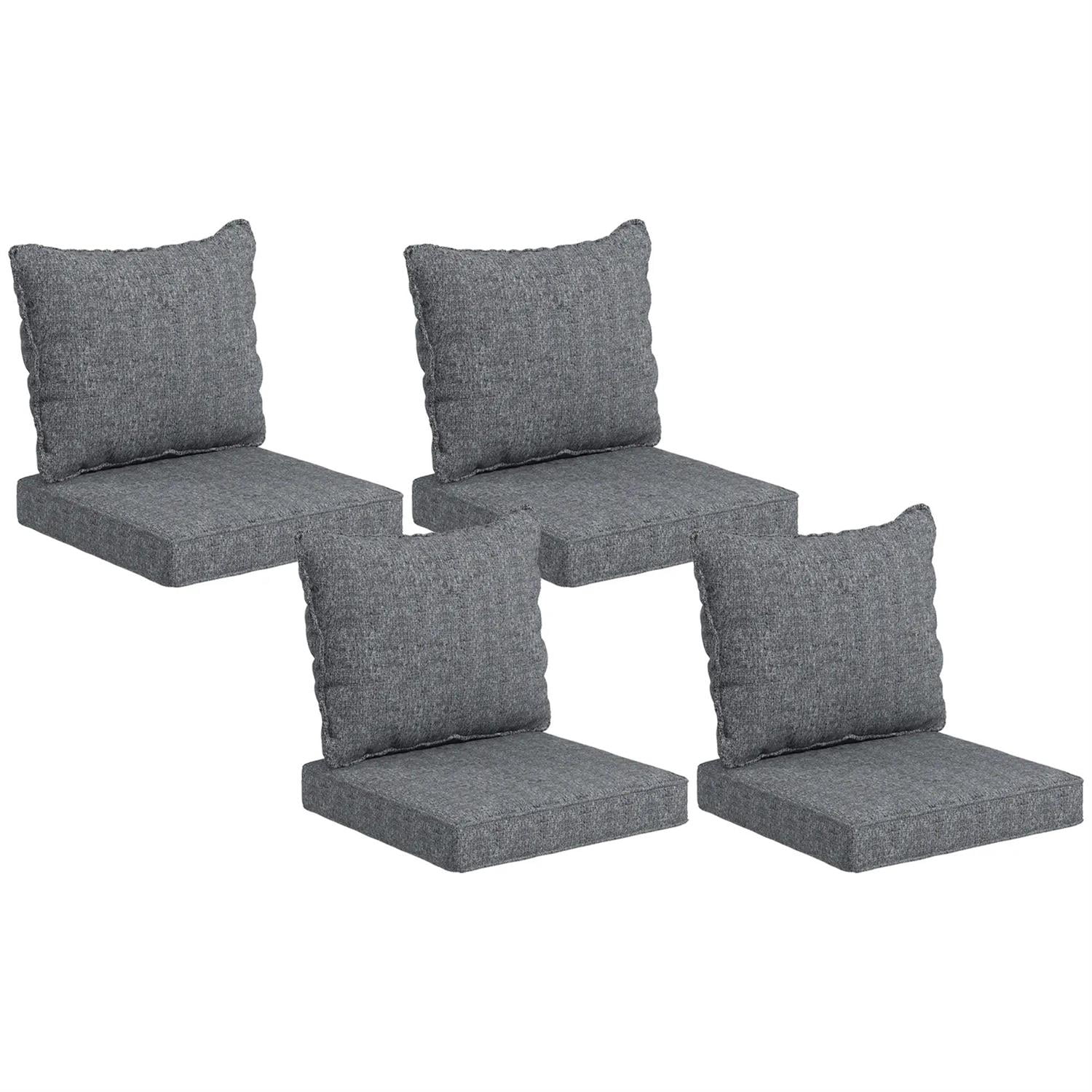 Demi Bonn 4 Pieces Outdoor Seating Cushions, Patio Chair Cushions with Seat & Backrest, Fade Resistant Seat Replacement Cushion Set, Gray