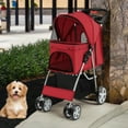 thumbnail image 1 of Demi Bonn 40" 4 Wheels Pet Stroller Dog Cat Cage Jogger Stroller for Medium Small Dogs Cats Travel Folding Carrier Puppy Stroller with Storage Basket and Adjustable Canopy, Red, 1 of 9