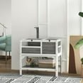 thumbnail image 1 of Demi Bonn 40.5" Wooden Tortoise House with Lamp Holder, Shelf Storage, Reptile Cage Enclosure for Turtles, Lizards, Snakes, Small Animal Habitats, Light Gray, 1 of 11