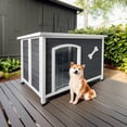thumbnail image 1 of Demi Bonn 40" Large Wooden Dog House Weatherproof and Warm Dog Kennel Cat Houses for Outdoor Cats Pet Houses for Indoor Easy to Assemble, Gray, 1 of 7