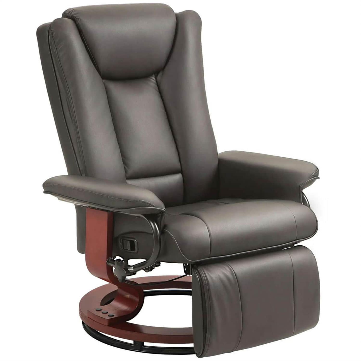 Demi Bonn 40" Modern RV Recliner, High-Quality PU Leather Swivel Armchair with Footrest for Living Room, Brown