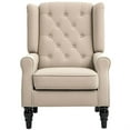 thumbnail image 1 of Demi Bonn 40" Modern Upholstered Armchair with High Back Button Tufted, Mid-Century Retro Wood Leg Chair for Living Room, Bedroom, Beige, 1 of 11