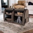 thumbnail image 1 of Demi Bonn 40” Soft-Sided Portable Dual Compartment Pet Carrier, Cat Carrier Condo with 2 Removable Hammocks, Brown, 1 of 9