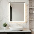 thumbnail image 1 of Demi Bonn 40x32 Inch LED Bathroom Mirror, Black Frame, High Color Accuracy, Anti-Desilvering, 50,000-Hour LED, Ultra-Bright Lights, Touch Color Temp, Defogging, Multi-Orientation, 1 of 7