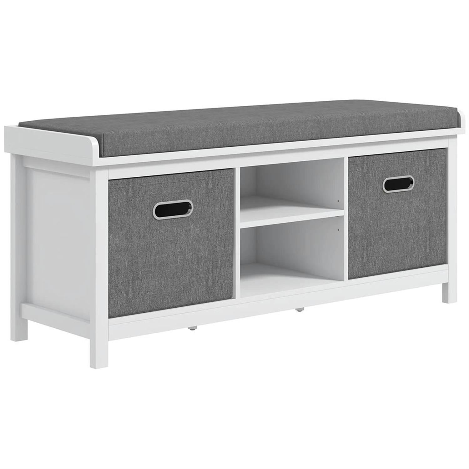 Demi Bonn 41" Oversized Shoe Bench with Cozy Seat, Entryway Bench with 2 Storage Drawers & Adjustable Shelf for Hallway & Living Room, White