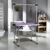 Demi Bonn 42" Dog Pet Grooming Table, Adjustable Arm Foldable Non-Slip Top, Rust-Proof, Waterproof, Warp-Free Trimming Table for Pets, Purple
