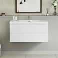 thumbnail image 1 of Demi Bonn 42" Floating Bathroom Vanity with Sink, Resin Top Basin and 2 Soft Close Drawers, Faucets and Drains Not Included, White, 1 of 9