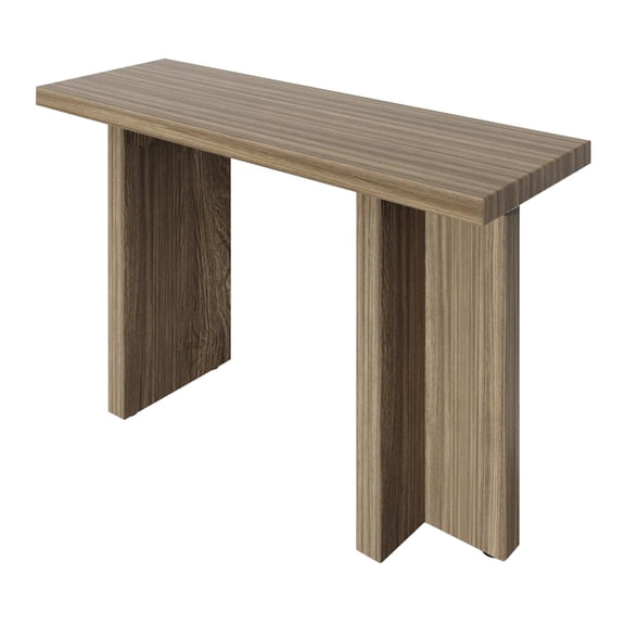 Demi Bonn 42 Inch Oak Finish Entryway Console Table, T-Leg MDF 3D Paper Laminate, Narrow Accent Table for Hallway Living Room Entryway Organization