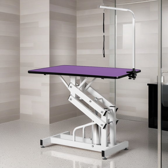 Demi Bonn 42" Pet Grooming Table for Dogs, Adjustable Heavy Type Hydraulic Grooming Table with Adjustable Arm, Purple