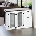 thumbnail image 1 of Demi Bonn 43" Dog Crate End Table Dog Cages with Drawer, Pet Kennels Cages with Double Doors Nightstand, Dog House Indoor Use Medium, White, 1 of 9