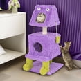 thumbnail image 1 of Demi Bonn 44" Monster-Themed Cat Tree Tower with 2 Condo, Kitten Plush Habitat with Scratch Posts Toy Cat Tree House, Purple, 1 of 8