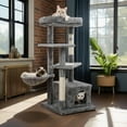 thumbnail image 1 of Demi Bonn 44" Multi-Level Cat Tree Tower Cat Condo with Scratching Posts, Jump Platform Top Perch, Hammock and Dangling Ball, Gray, 1 of 7