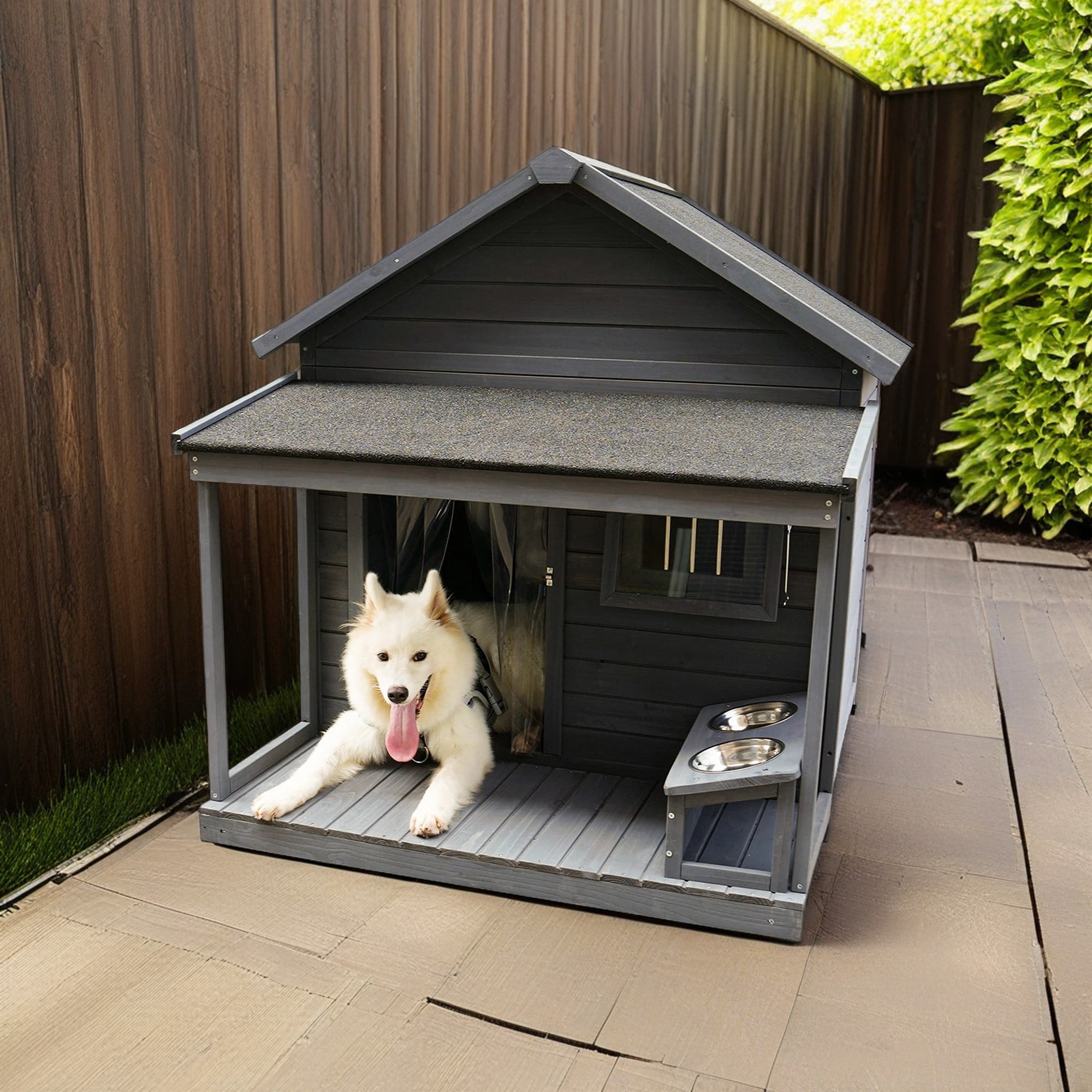 Demi Bonn 44" Outdoor Dog House, Waterproof Puppy Shelter Indoor