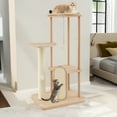 thumbnail image 1 of Demi Bonn 44" Wood Cat Tree Tower Furniture, Cat Condo with Scratching Board and Post for Kittens Cat Tree House, Beige, 1 of 7
