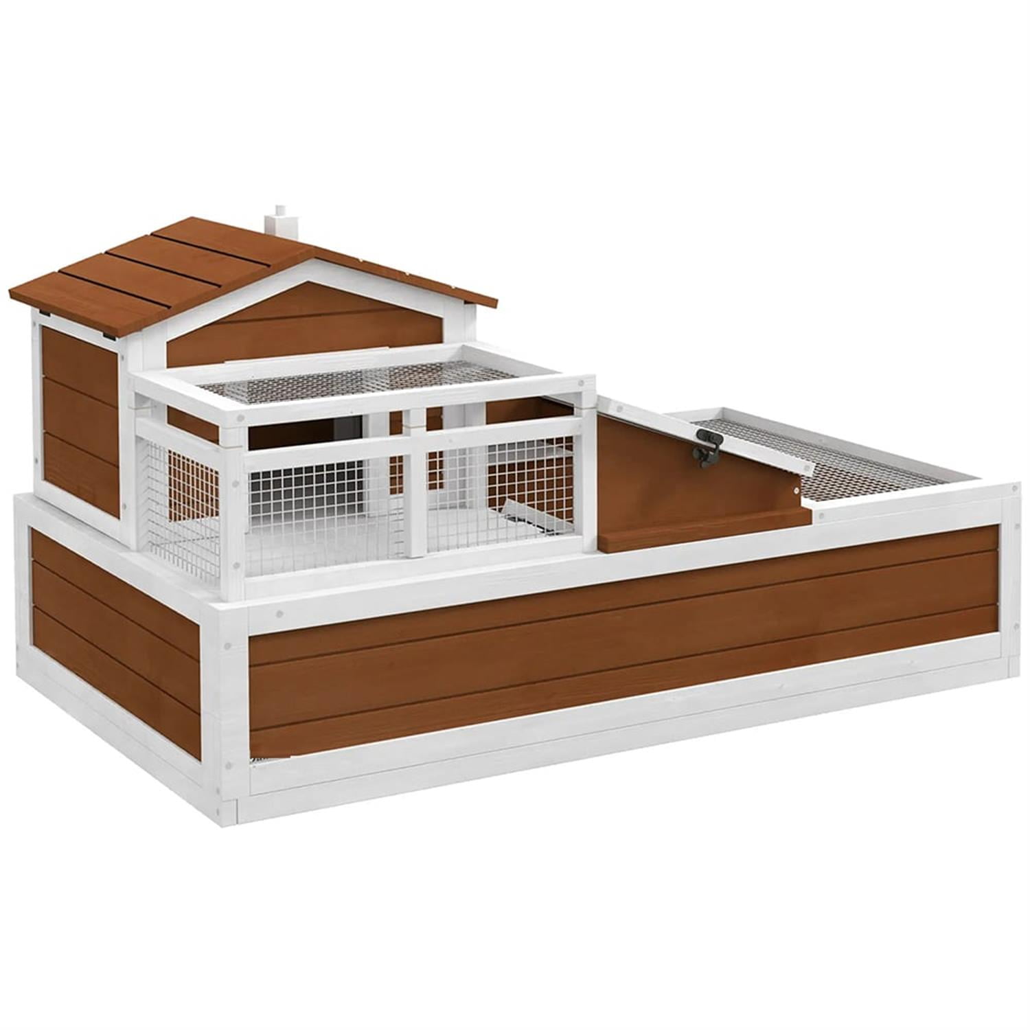 resenkos 44" Wooden 3-Room Tortoise House with Balcony & 2 Stories, Reptile Cage Enclosure for Turtles, Lizards, Snakes, Small Animal Habitats, Brown