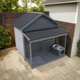 thumbnail image 1 of Demi Bonn 44" Wooden Dog House Outdoor Large Dog Kennel Weatherproof with Small Doors that Can Be Locked, Terrace for Small to Medium Dogs, Gray, 1 of 7