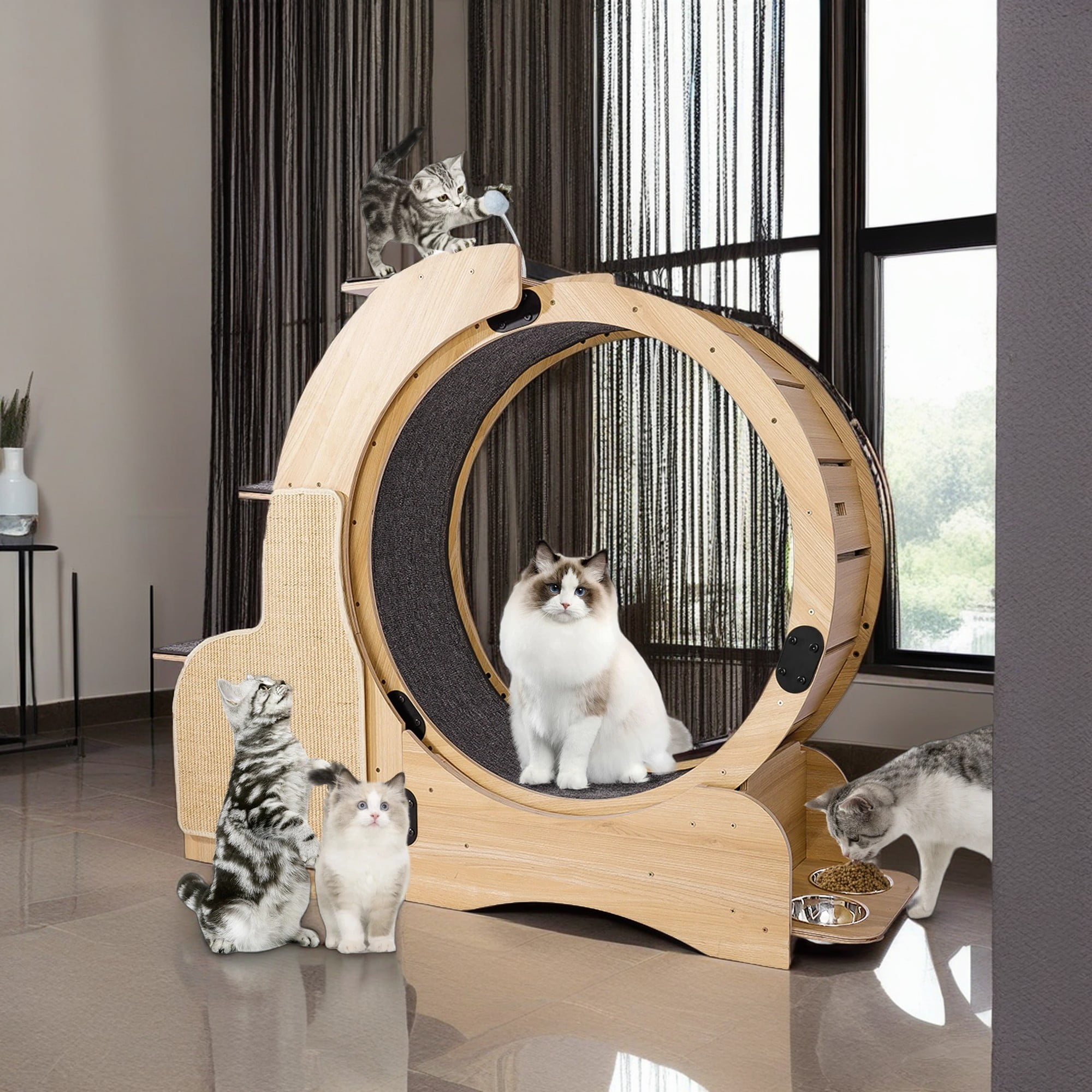 Kadyn 46" Cat Exercise Wheel for Indoor Cats, Large Cat Running Wheels, Easy Assembled Cat Treadmill Wheel, Ultra-Quiet Running for Cat's Healthy, Beige Kadyn 46" Cat Exercise Wheel for Indoor Cats, Large Cat Running Wheels, Easy Assembled Cat Treadmill Wheel, Ultra-Quiet Running for Cat's Healthy, Beige