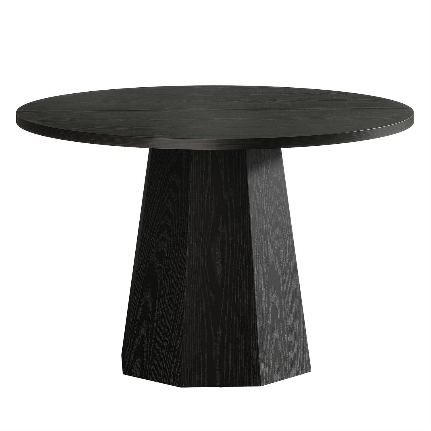 Demi Bonn 46" Modern Round Table witj Sleek Pedestal Base for Conference & Dining, Black