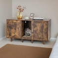 thumbnail image 1 of Demi Bonn 47" 2-Door Cat Litter Box Enclosure with Winding Entry and Scratching Board, Hidden Cat House Washroom Furniture, Dark Brown, 1 of 8
