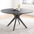 thumbnail image 1 of Demi Bonn 47.2" Solid Wood Round Dining Kitchen Table for 4 - 6 People - Intersecting Pedestal Base - Black, 1 of 5