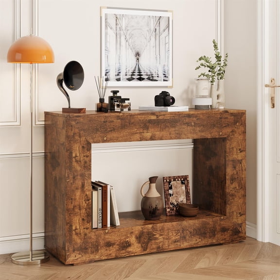 Demi Bonn 47" Farmhouse Console Table, Narrow Accent Sofa Table, Entryway Table with Storage for Hallway, Living Room, Entrance, Foyer, Brown
