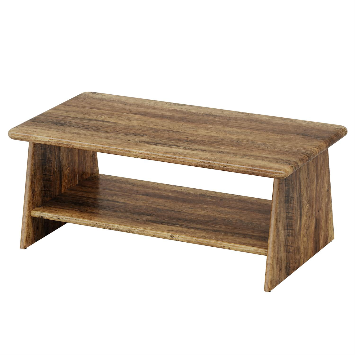 Demi Bonn 47" Rustic Wooden Coffee Table, Modern Center Table Storage Ottoman for Living Room, Brown