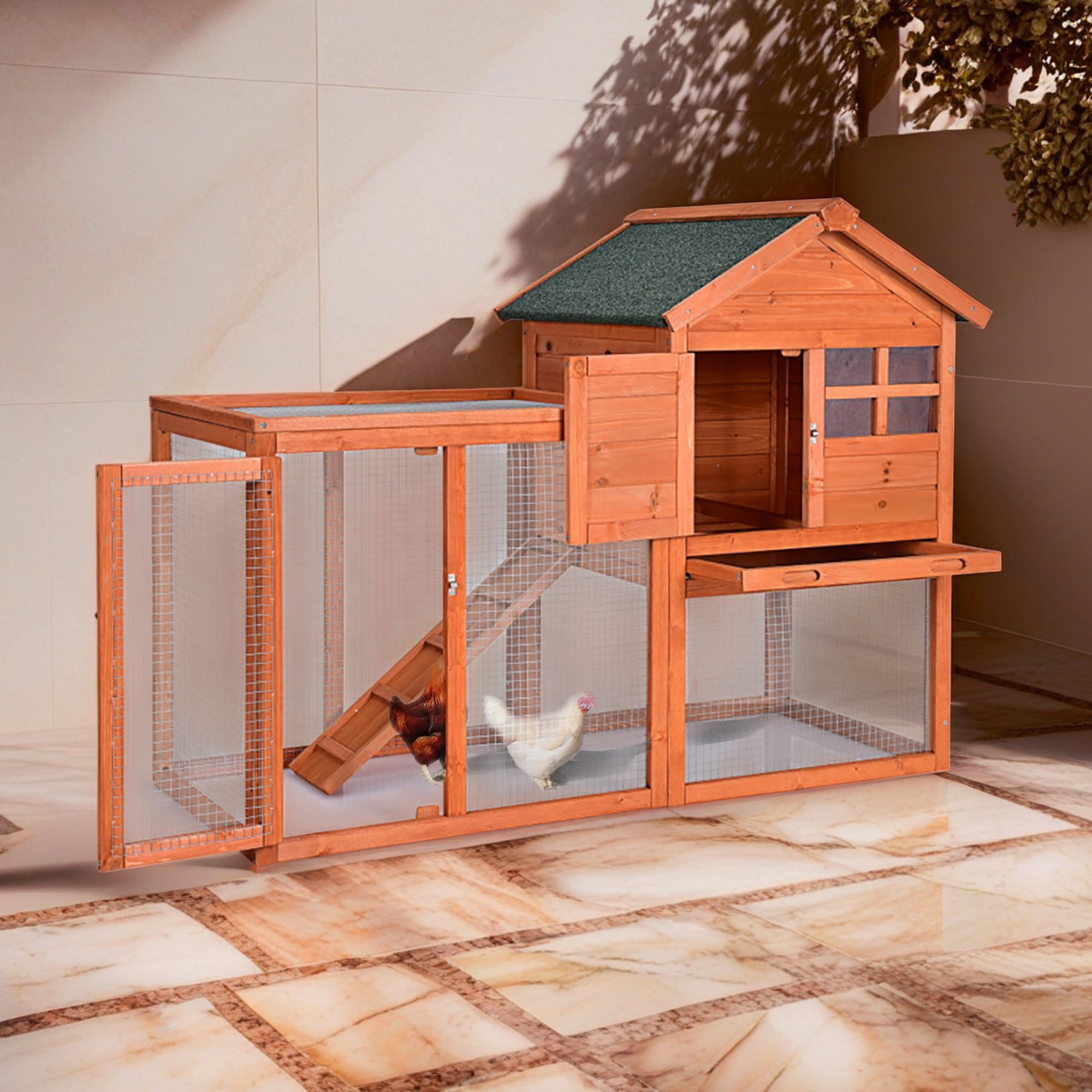 resenkos 48" Outdoors Wood Chicken Coop, Hen Nest for Indoor Bunny Hutch Rabbit Cage Guinea Pig Habitat, Orange