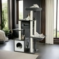 thumbnail image 1 of Demi Bonn 51.4" 6 Levels Cat Tree Wooden Cat Tower Cozy Cat Condo, Spacious Perch, Hammock and Swing Tunnel for Indoor Cats, Gray, 1 of 7